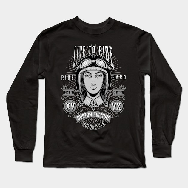 Live To Ride Long Sleeve T-Shirt by Tonymidi Artworks Studio